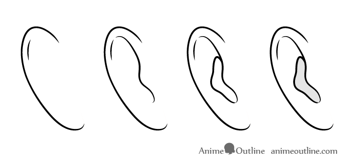 Anime boy ear drawing step by step