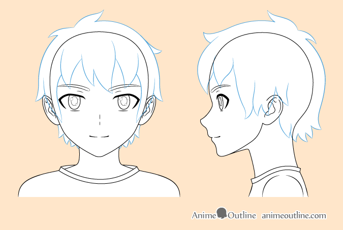 8 Step Anime Boy S Head Face Drawing Tutorial Animeoutline