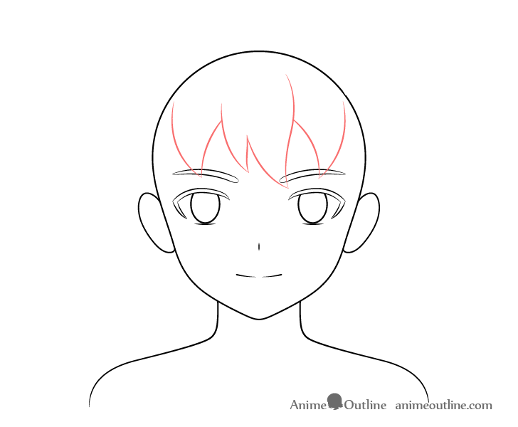 Anime boy hair front drawing