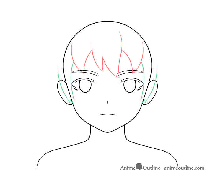 Anime boy hair sides drawing