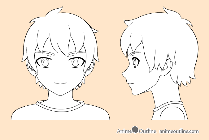 Anime boy outline drawing
