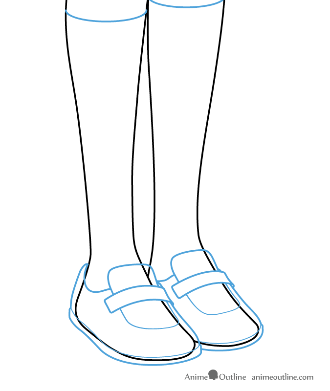 Drawing anime girl shoes and socks on the body