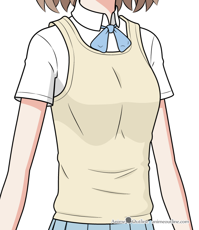 Anime girl school uniform torso area