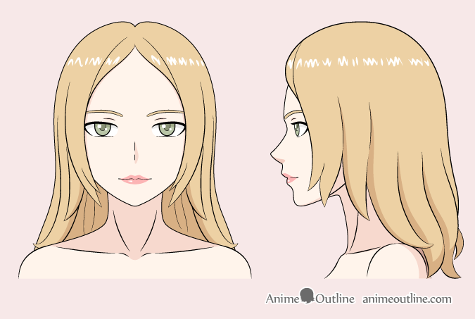 Anime woman color drawing