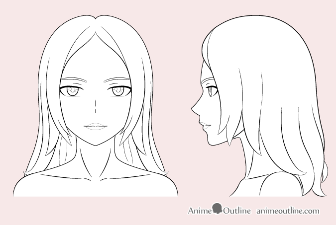 Anime woman outline drawing