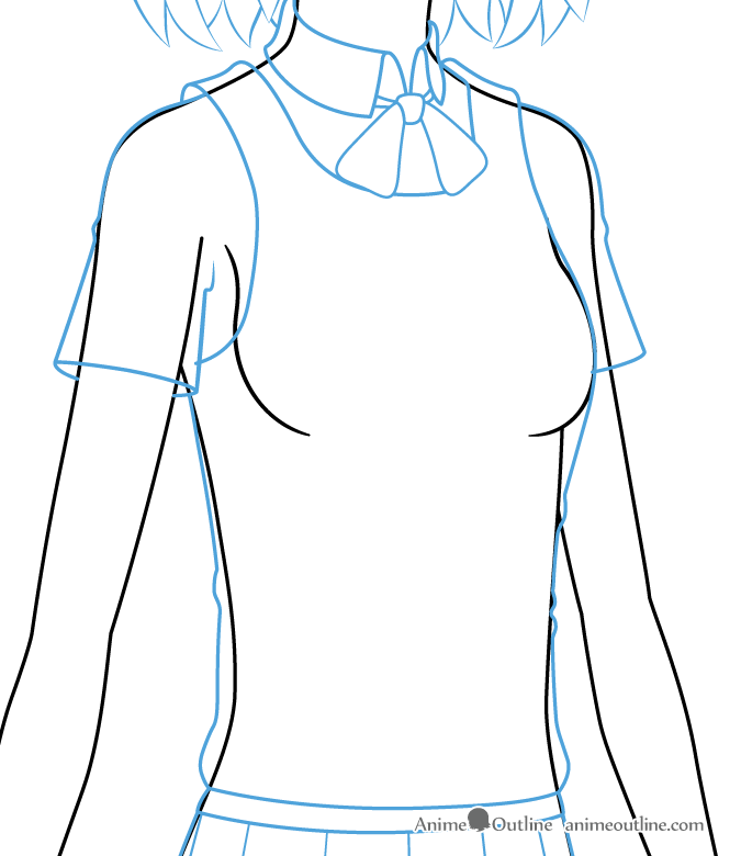 Drawing anime girl clothes on the body