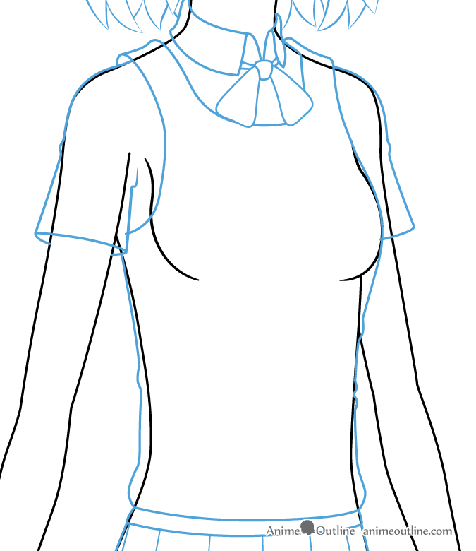 A anime drawing of a girl in a black sweater