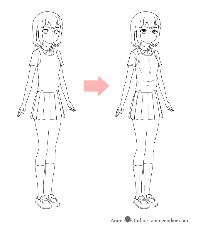 How to draw anime School girl  easy drawing tutorial 