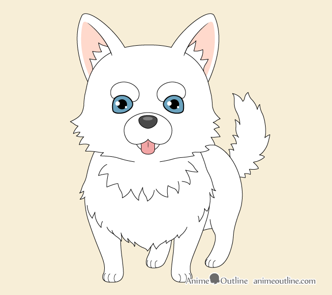 Anime dog colored drawing