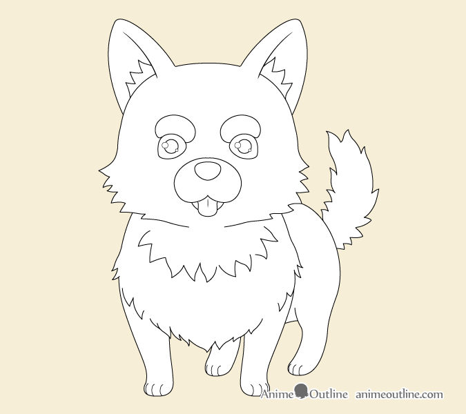 Anime dog outline drawing