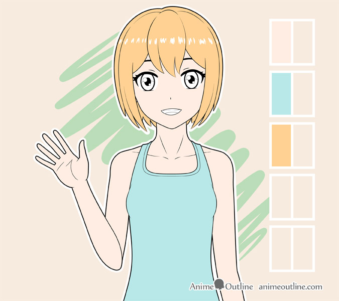 Coloring anime girl hair