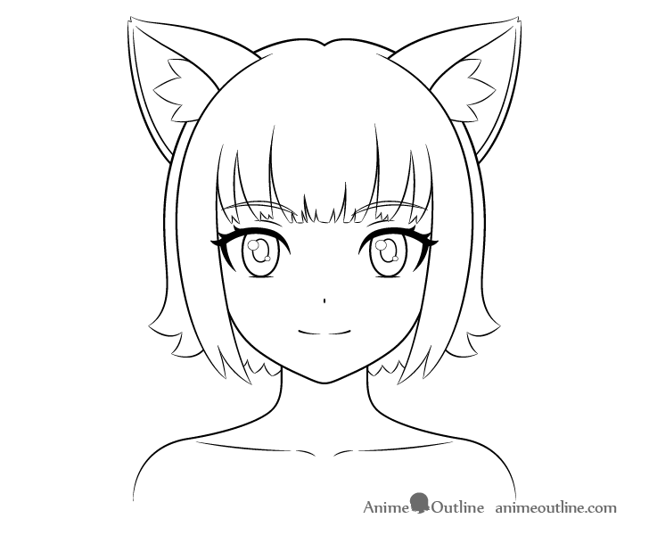 Anime cat girl collar bones drawing