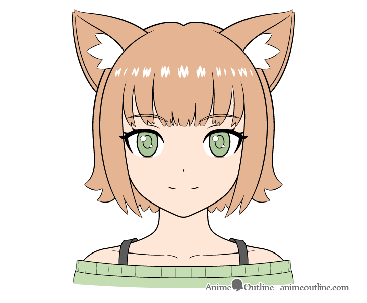 Anime cat girl drawing coloring