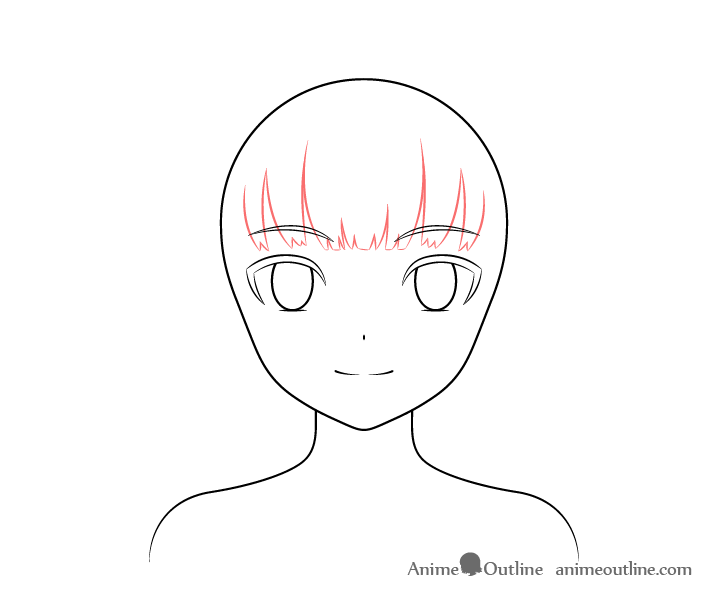 Anime cat girl hair front drawing