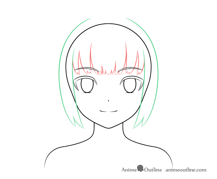 Anime cat girl hair sides drawing