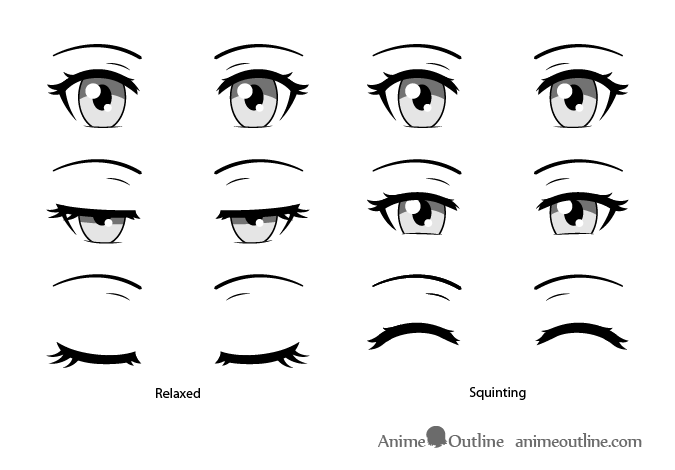 How to Draw Closed, Closing & Squinted Anime Eyes - AnimeOutline