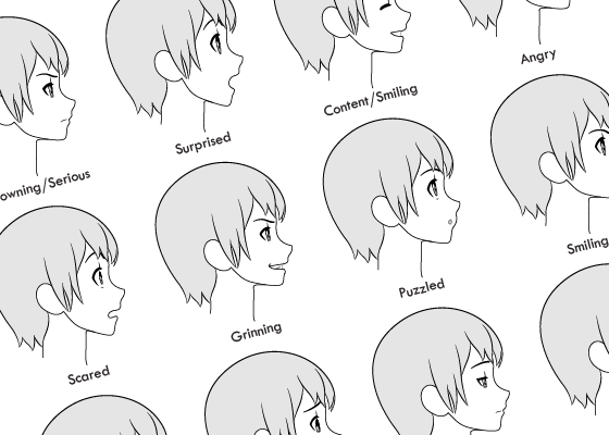 Anime girl side view expression