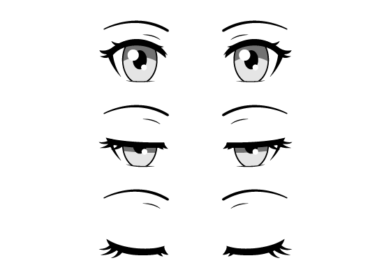 Closing anime eyes