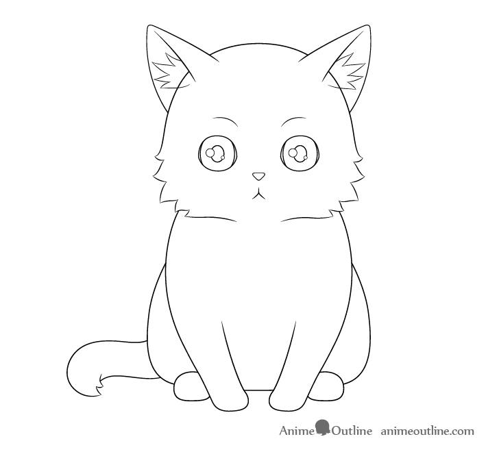 Anime cat ear fur line drawing