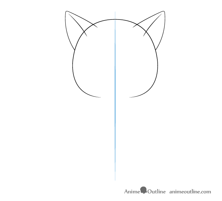 Anime cat ears line drawing