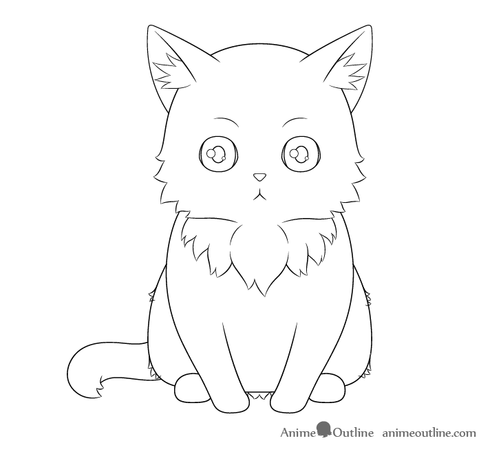 Anime cat fur line drawing