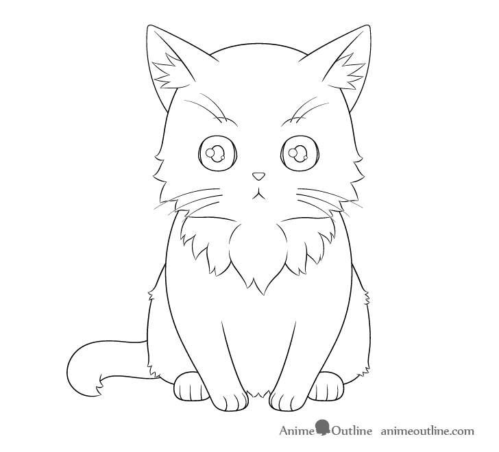 Anime cat line drawing