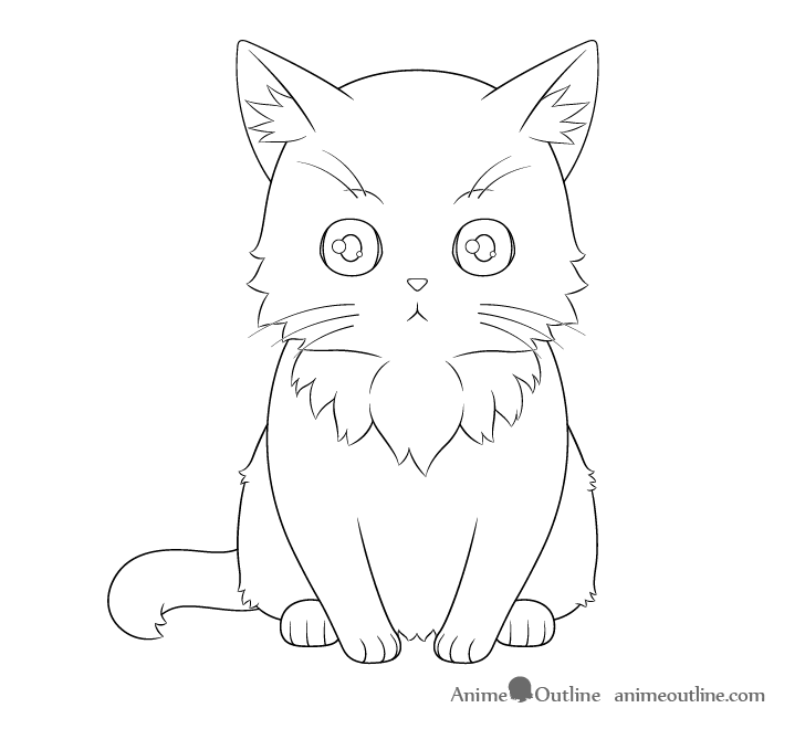 Bat Cat Anime Drawing  Cat Drawing Animated HD Png Download  vhv