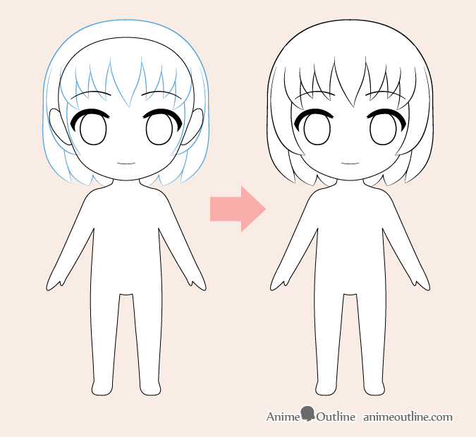 Chibi anime hair drawing