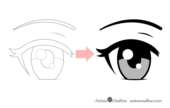 Sketch to clean drawing anime eye