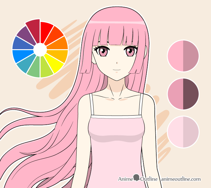 Anime girl monochromatic drawing