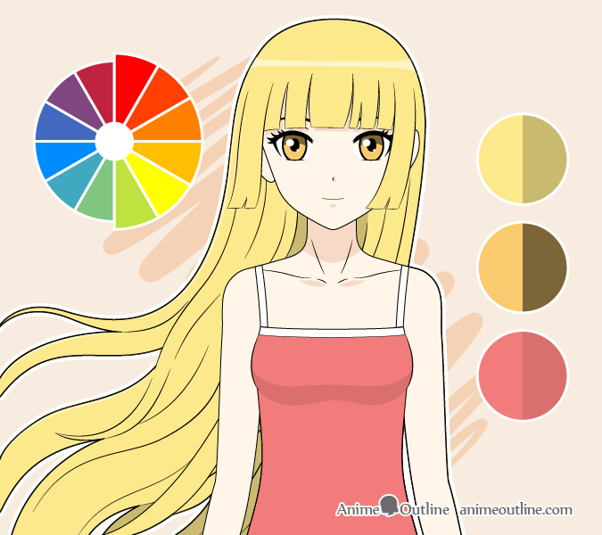 Anime girl with two hair colors blonde and black