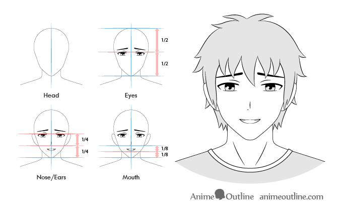 Draw Male Face ANIME  4 Steps  Instructables