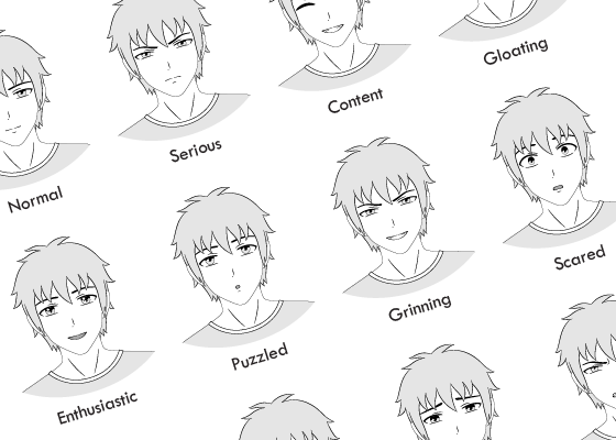 anime character with different facial expressions and various