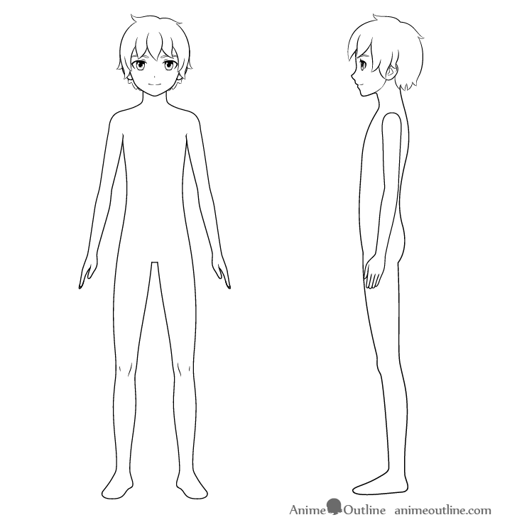Anime boy body details drawing