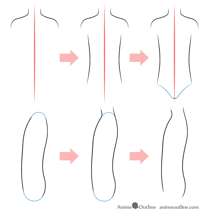 Anime boy body drawing step by step