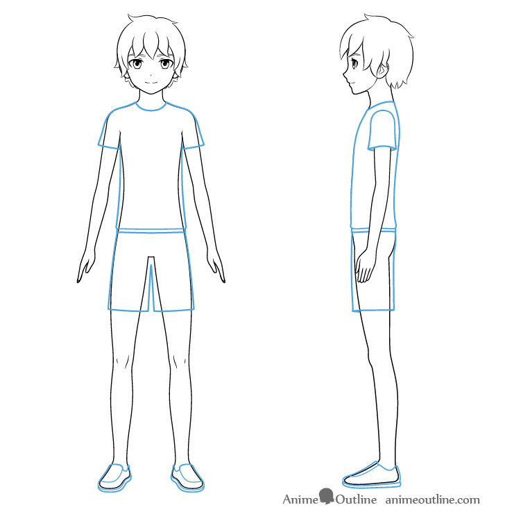How To Draw An Anime Boy Full Body Step By Step Animeoutline Anime drawings sketches anime sketch cute drawings body sketches manga poses anime poses reference anatomy reference hand reference sketch poses. how to draw an anime boy full body step