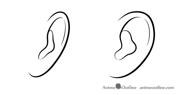 Anime boy ear drawing front and side