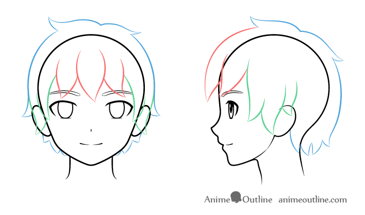Anime boy hair drawing