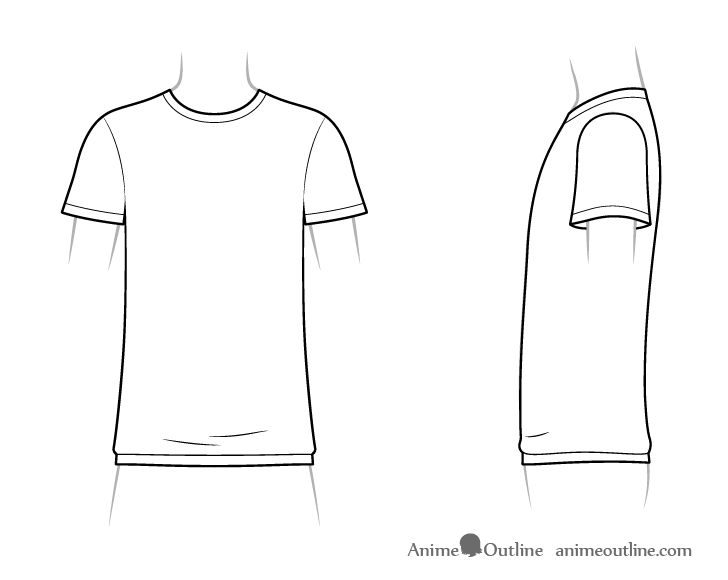 Anime boy t-shirt details and folds drawing