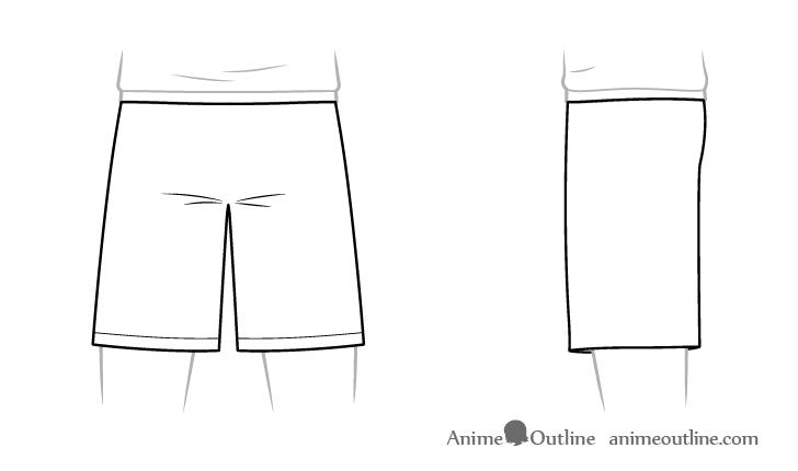 Anime boy shorts details and folds drawing