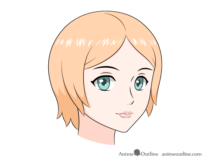 Anime female face 3/4 view drawing