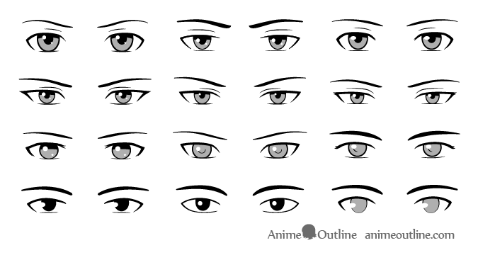 Reference sheet for anime character eyes