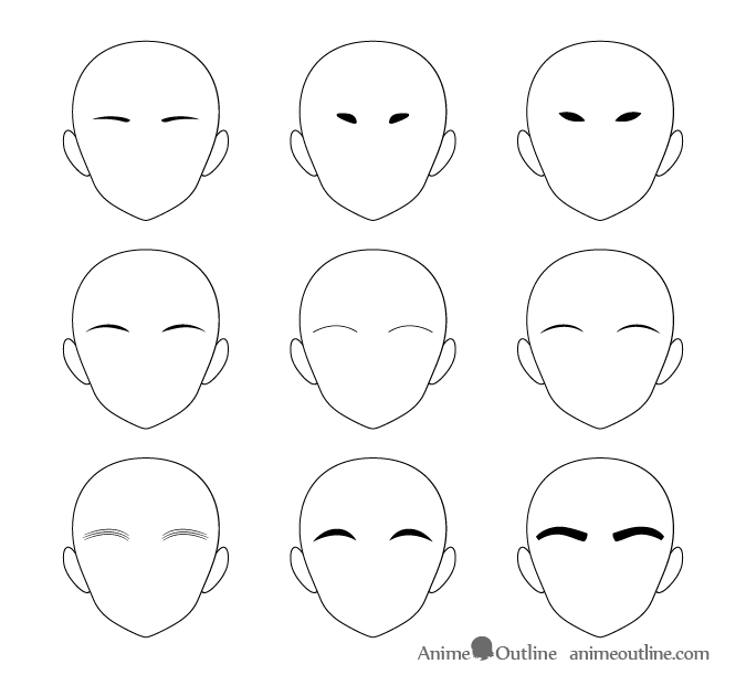 Anime eyebrows different types