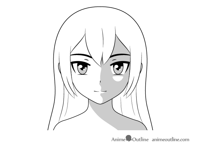 Anime face shading top side lighting