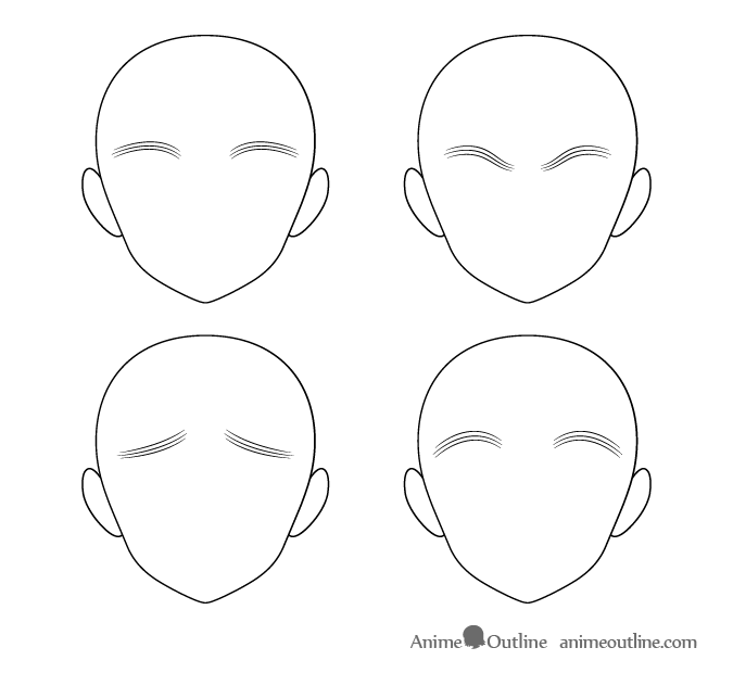 Tick multi-line anime eyebrows different positions