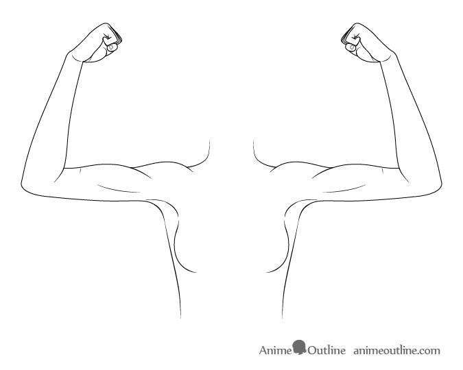 Anime arms flexed drawing