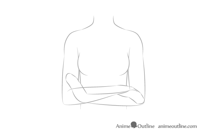 Anime crossed arms see through sketch
