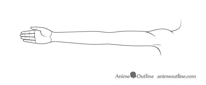 Anime stretched out arm open palm drawing