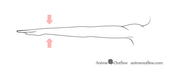 Anime stretched out arm palm down drawing