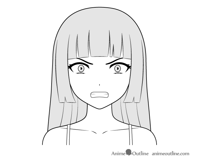 anime villain girl angry face drawing